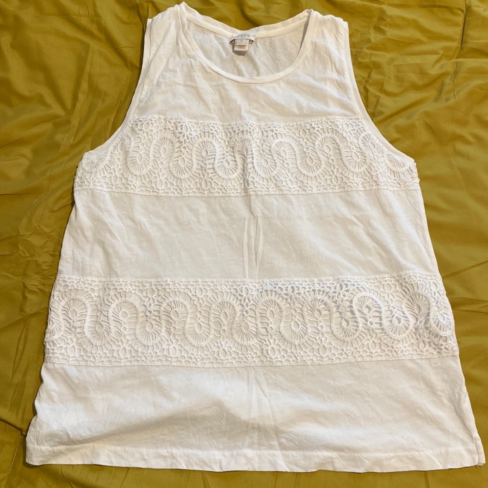 J.Crew White Tank with Lace [S]